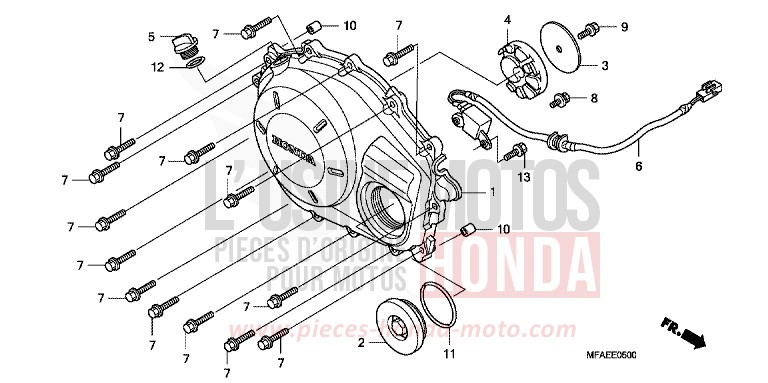 RIGHT CRANKCASE COVER for CBF1000 ABS PEARL SIENA RED (R320) from 2010